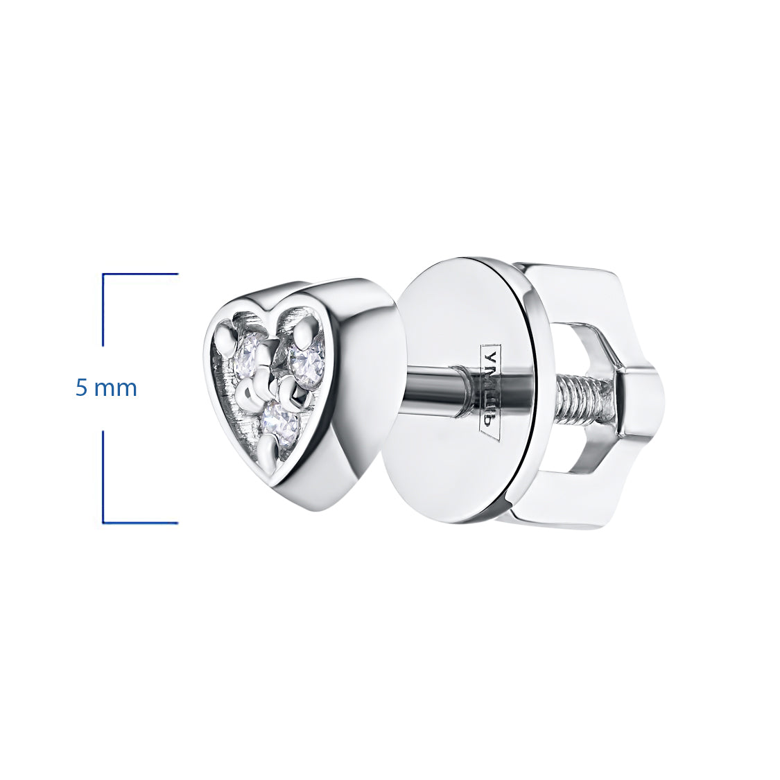 Sterling Silver Earring Studs with Natural Diamonds 0.490 CT.TW