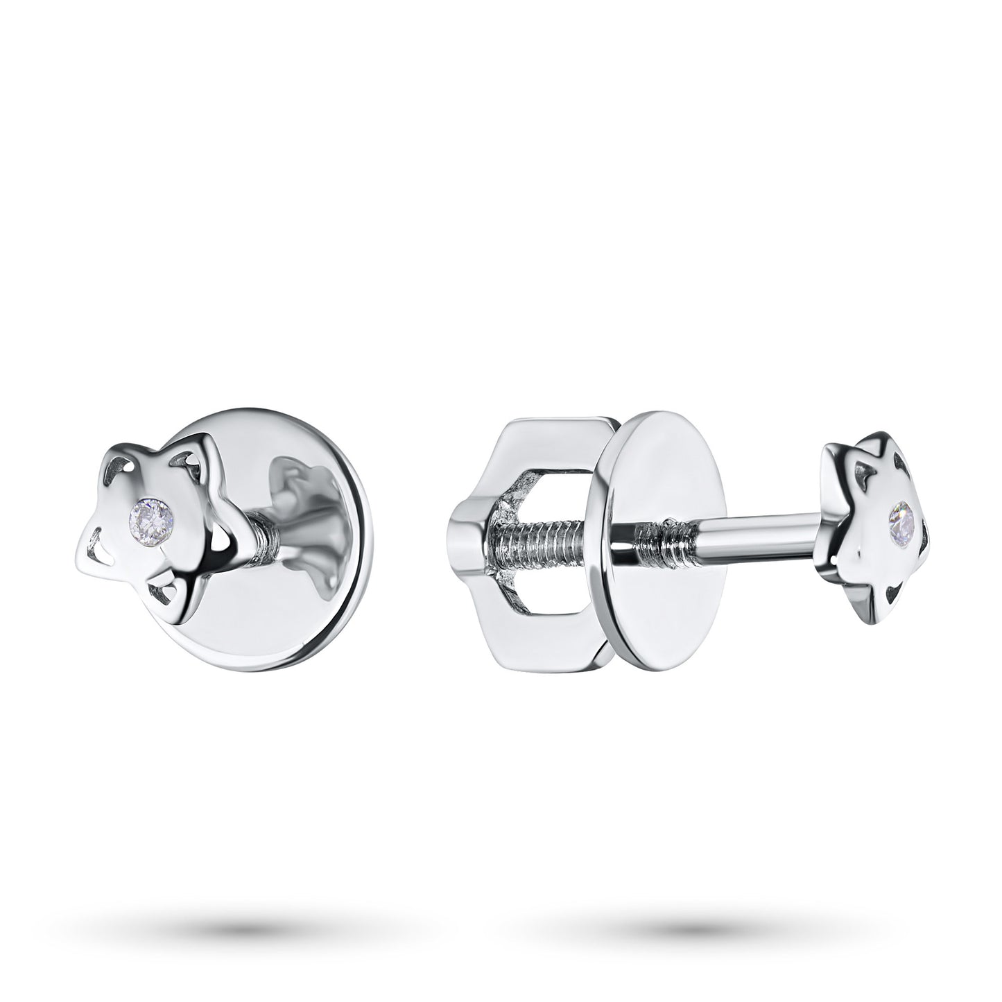 Sterling Silver Earring Studs with Natural Diamonds 0.020 CT.TW