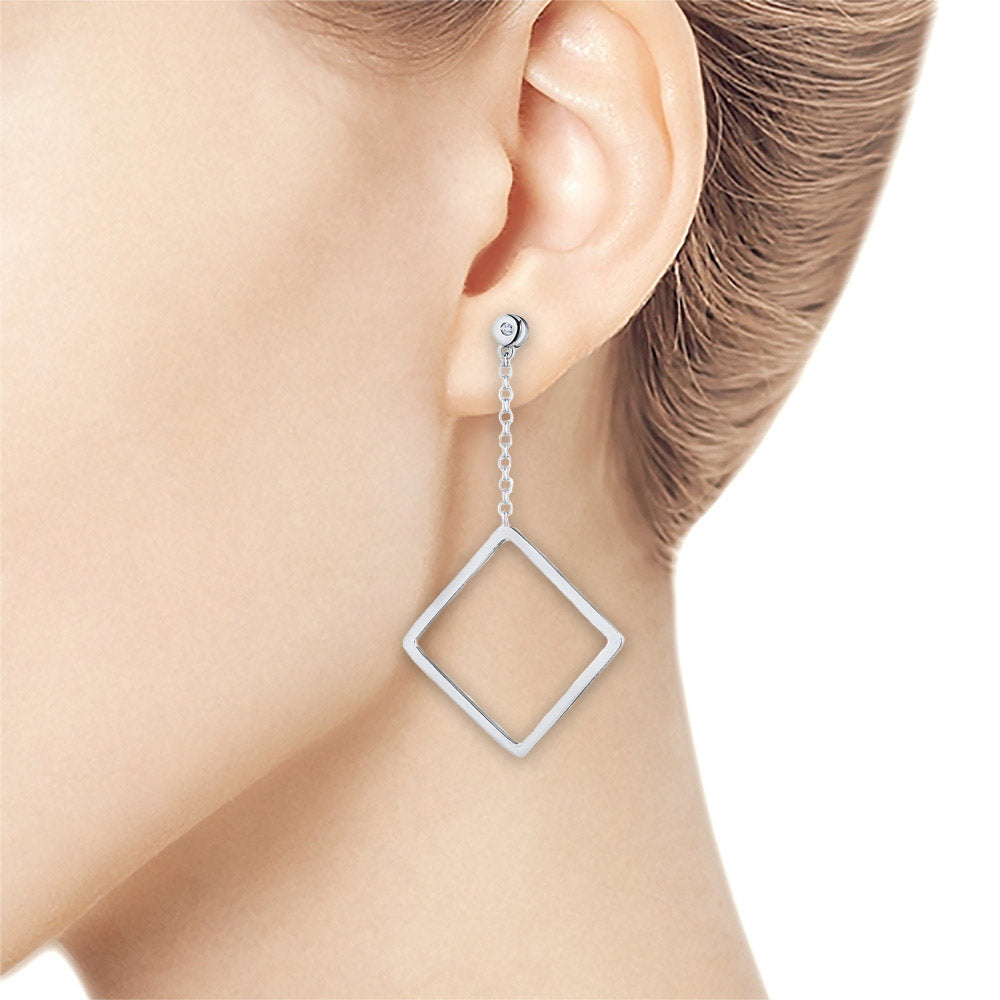 Sterling Silver Earring Studs with Lab-Created Diamonds 0.050 CT.TW
