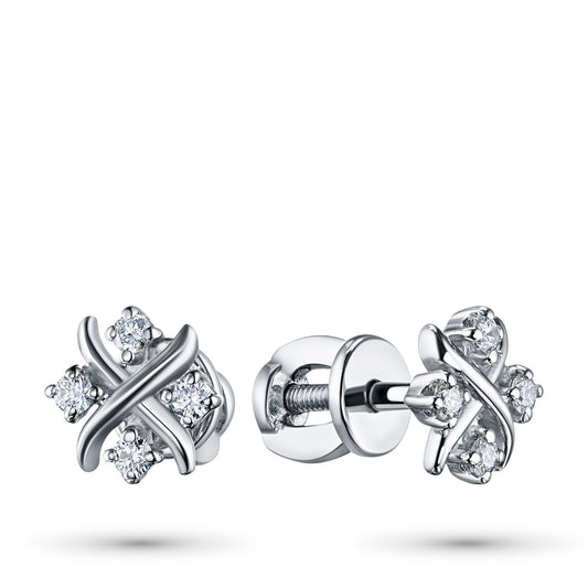 Sterling Silver Earring Studs with Lab-Created Diamonds 0.160 CT.TW