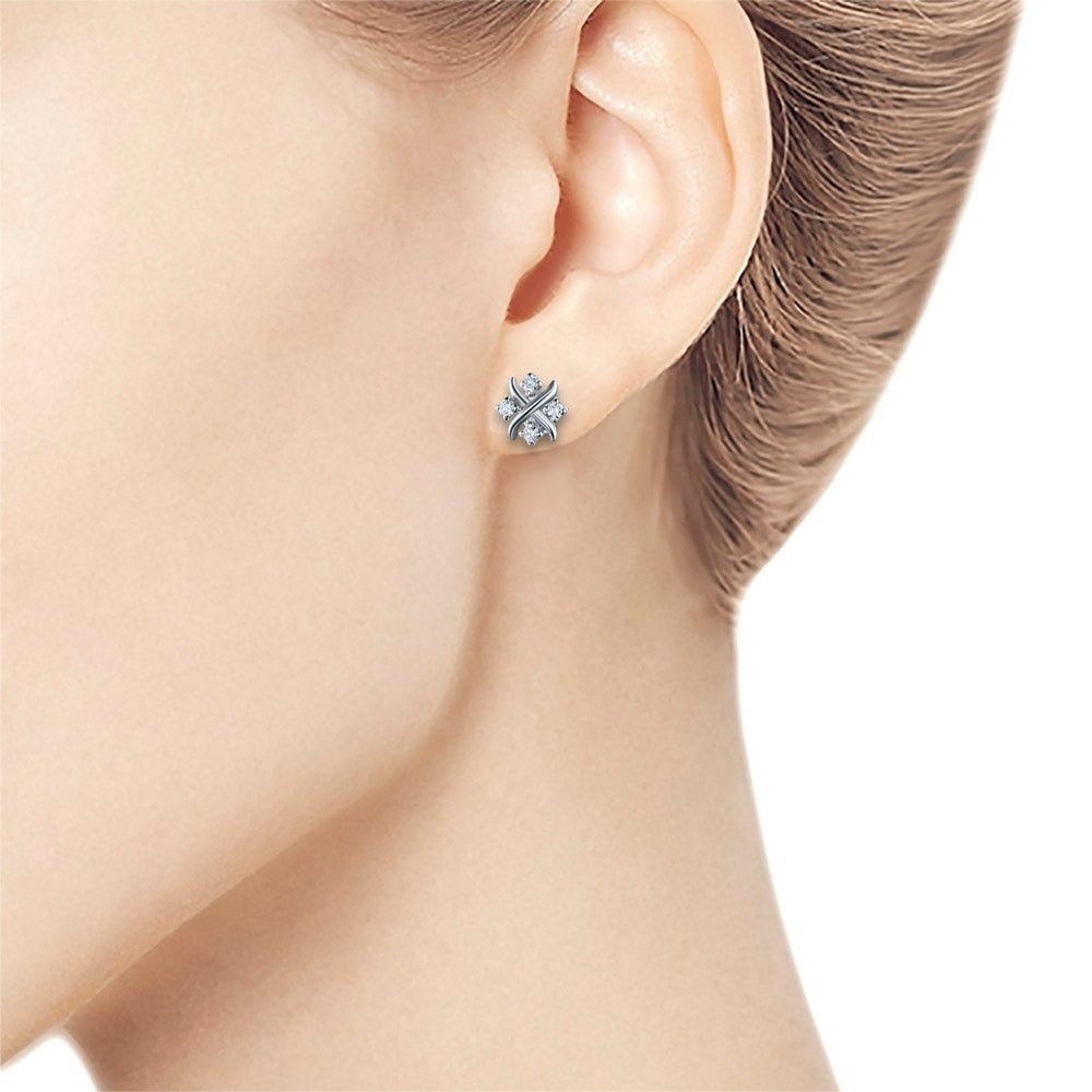 Sterling Silver Earring Studs with Lab-Created Diamonds 0.160 CT.TW