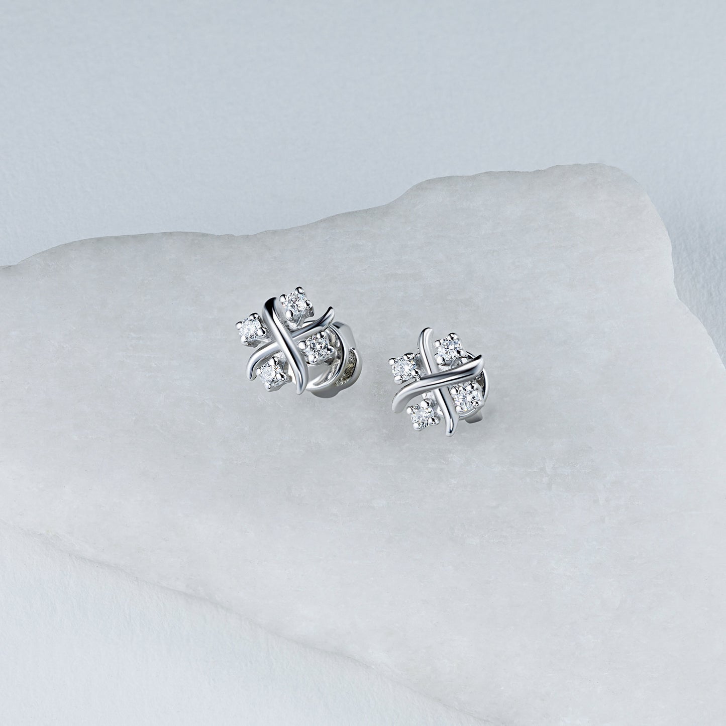 Sterling Silver Earring Studs with Lab-Created Diamonds 0.160 CT.TW