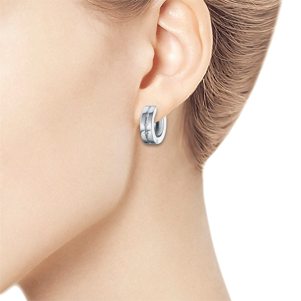 Sterling Silver Earrings with Lab-Created Diamonds 0.040 CT.TW