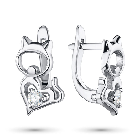 Sterling Silver Earrings with Lab-Created Diamonds 0.090 CT.TW