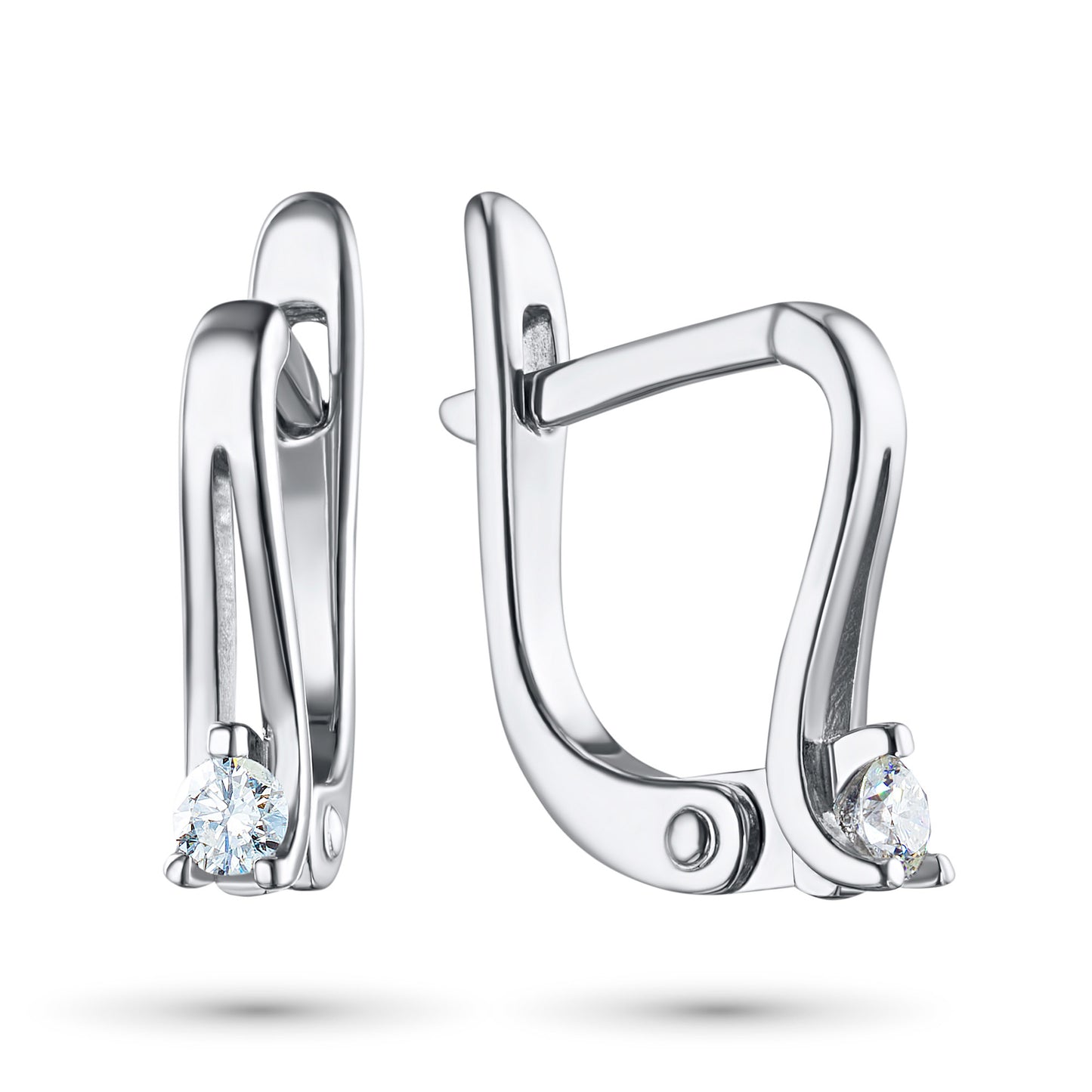 Sterling Silver Earrings with Natural Diamonds 0.210 CT.TW