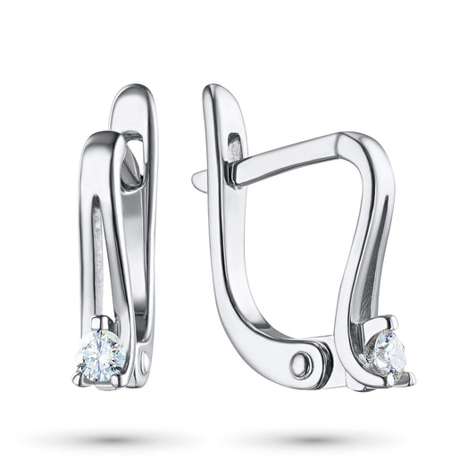 Sterling Silver Earrings with Natural Diamonds 0.210 CT.TW