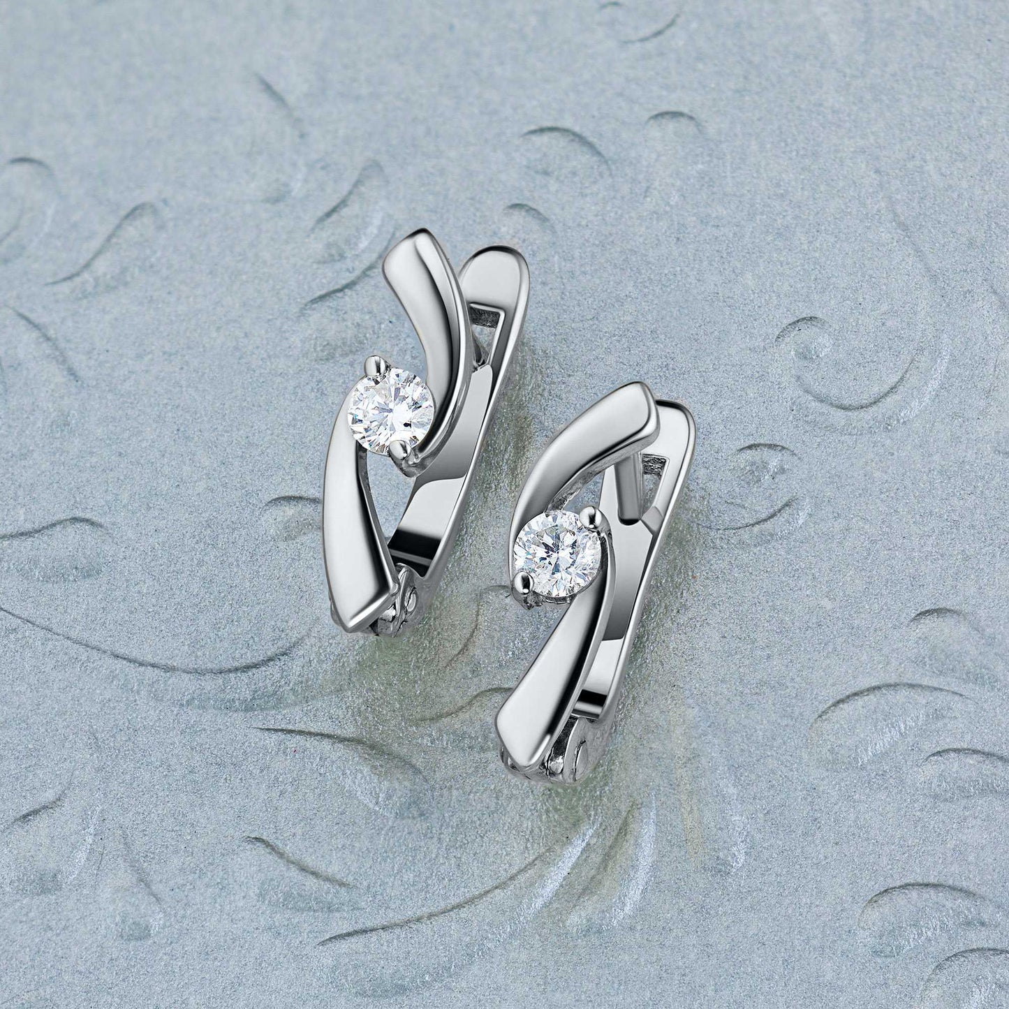 Sterling Silver Earrings with Lab-Created Diamonds 0.170 CT.TW
