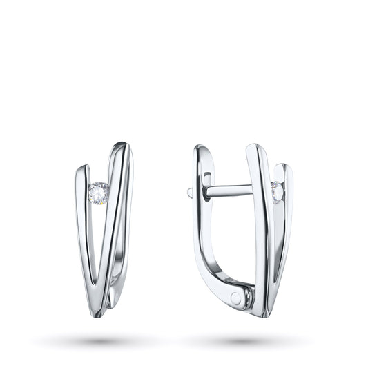 Sterling Silver Earrings with Lab-Created Diamonds 0.050 CT.TW