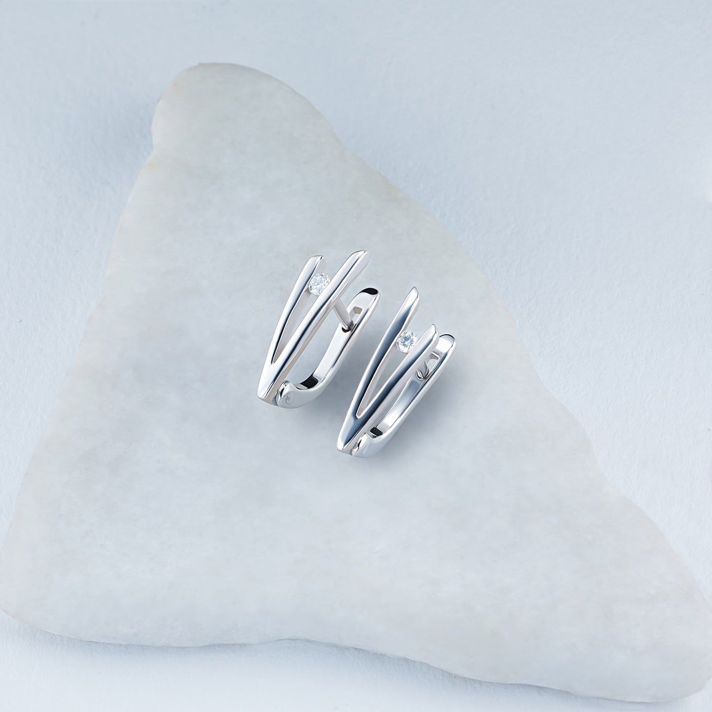 Sterling Silver Earrings with Lab-Created Diamonds 0.050 CT.TW
