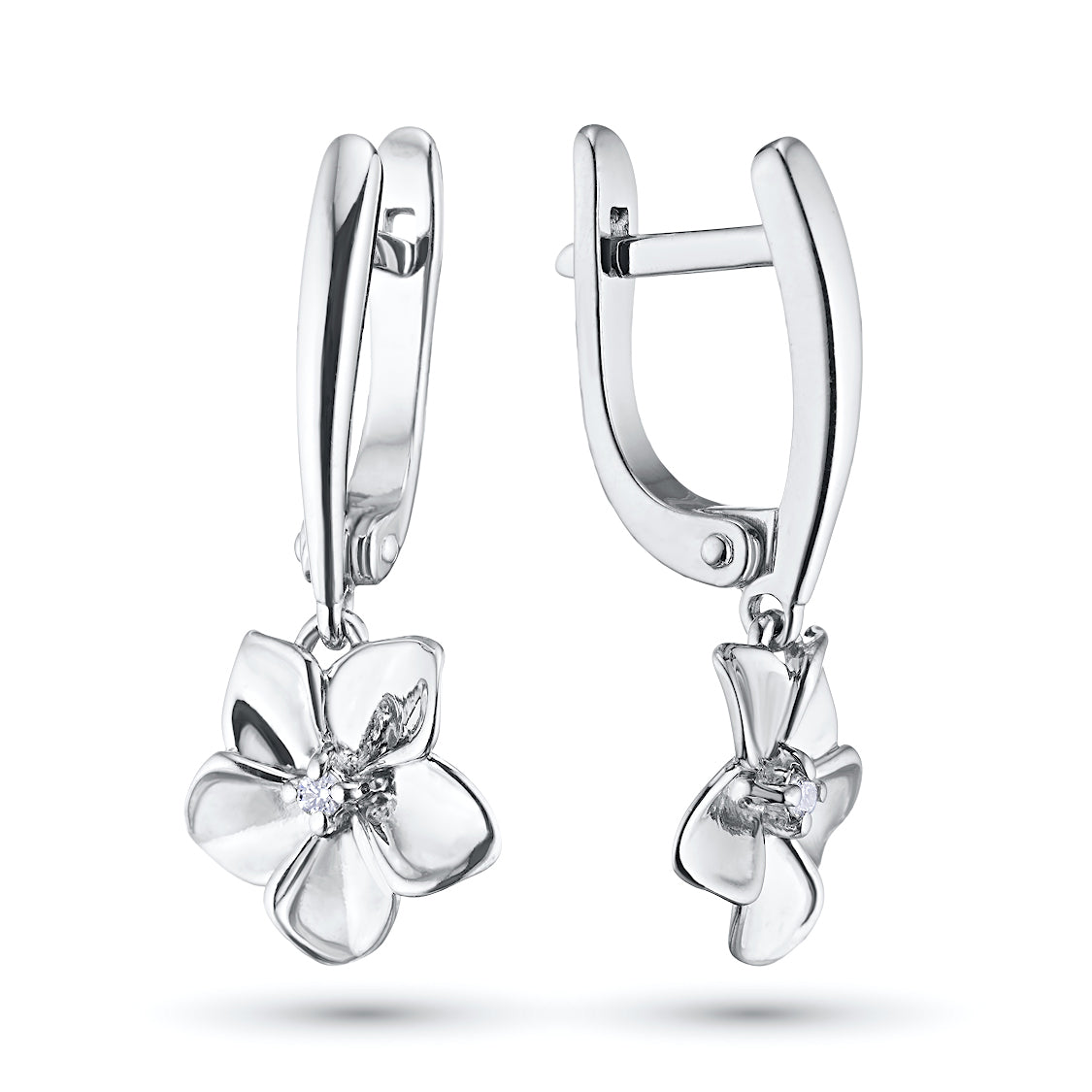 Sterling Silver Earrings with Natural Diamonds 0.100 CT.TW
