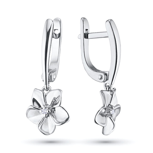 Sterling Silver Earrings with Natural Diamonds 0.100 CT.TW