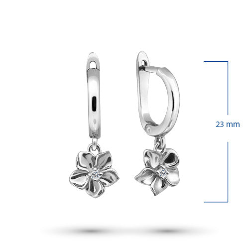 Sterling Silver Earrings with Natural Diamonds 0.100 CT.TW