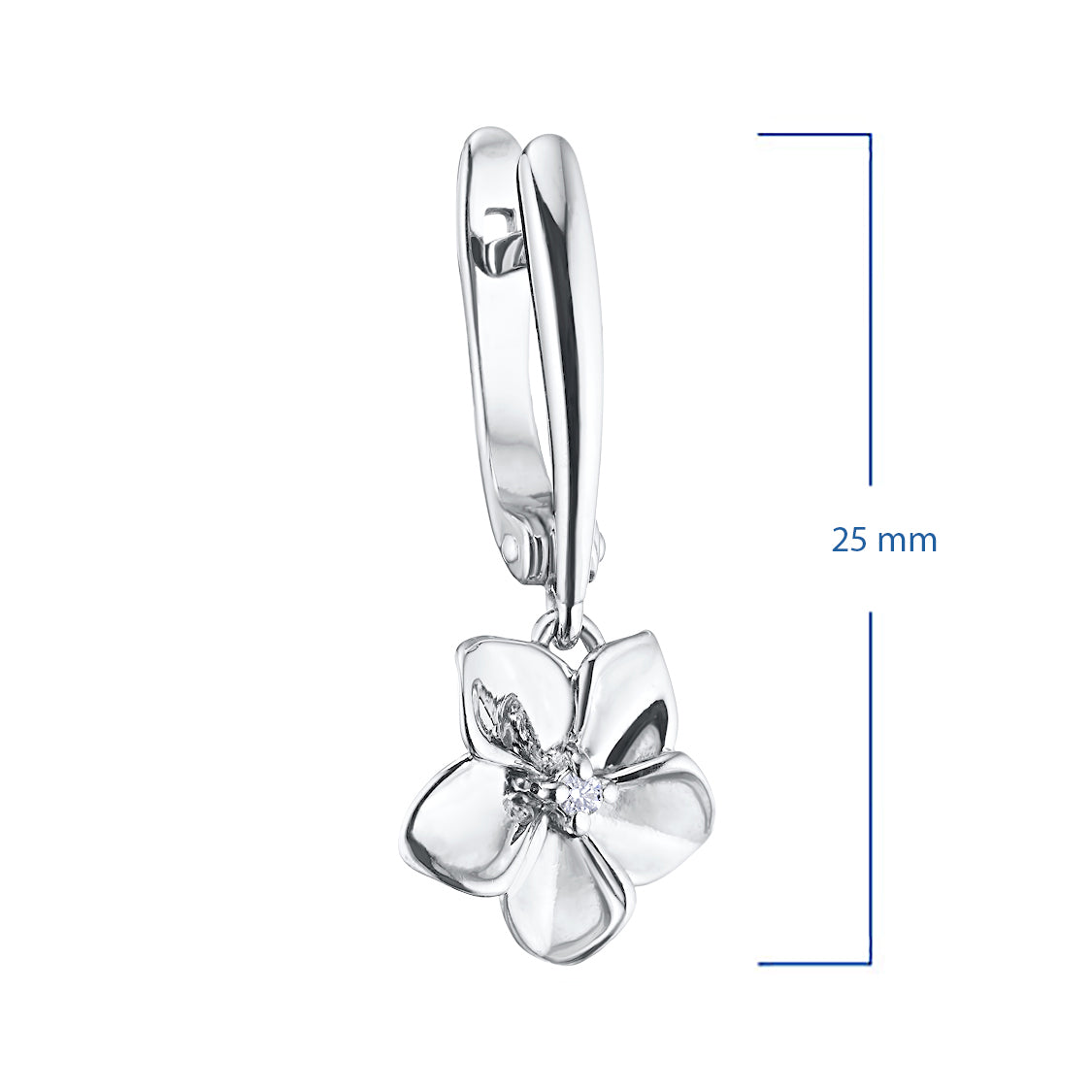 Sterling Silver Earrings with Natural Diamonds 0.100 CT.TW