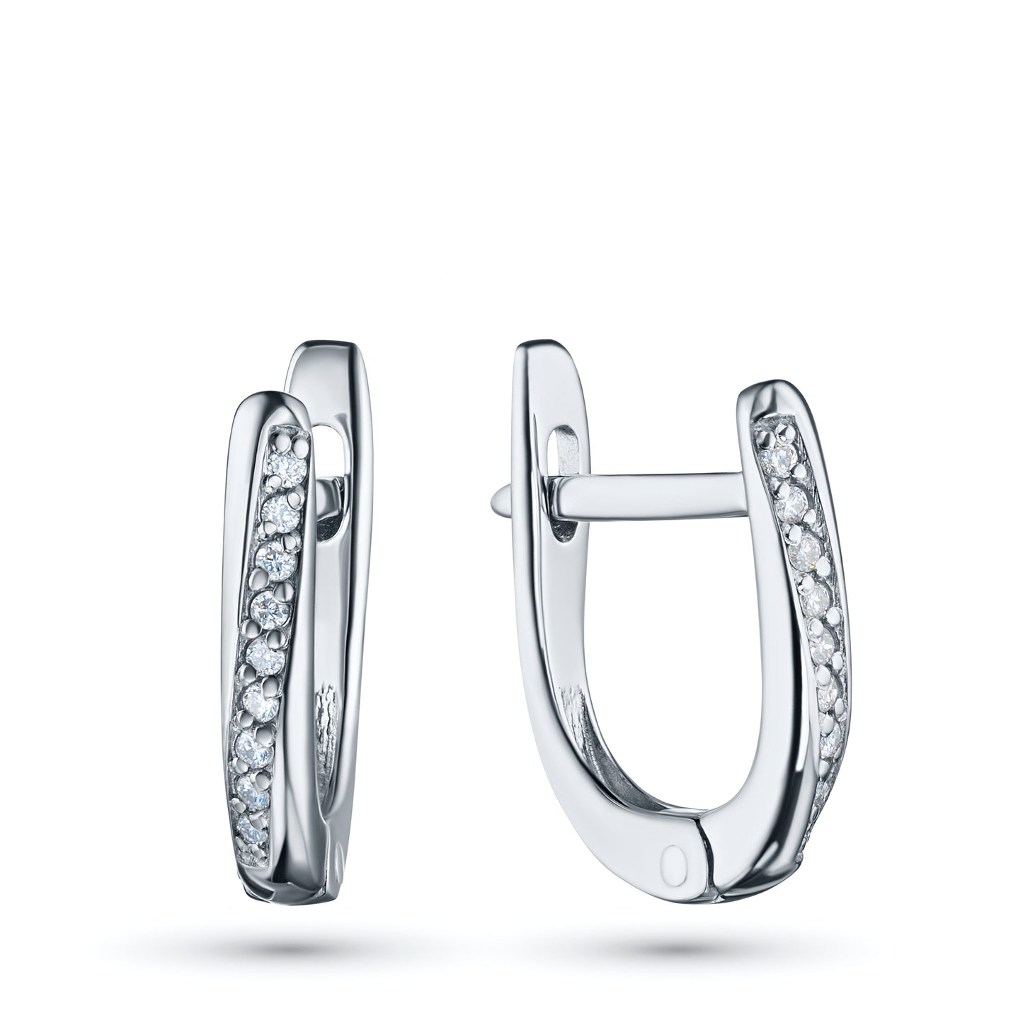 Sterling Silver Earrings with Lab-Created Diamonds 0.110 CT.TW