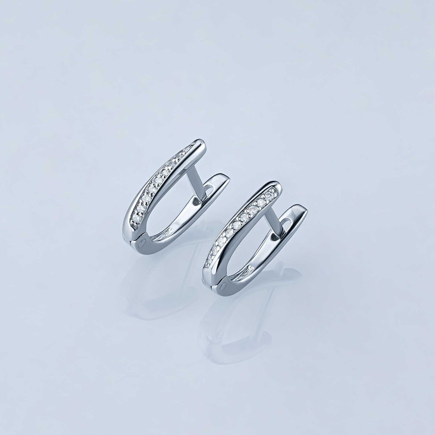 Sterling Silver Earrings with Lab-Created Diamonds 0.110 CT.TW