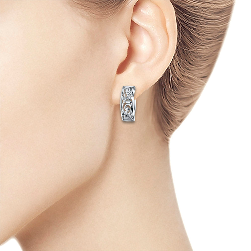 Sterling Silver Earrings with Lab-Created Diamonds 0.010 CT.TW