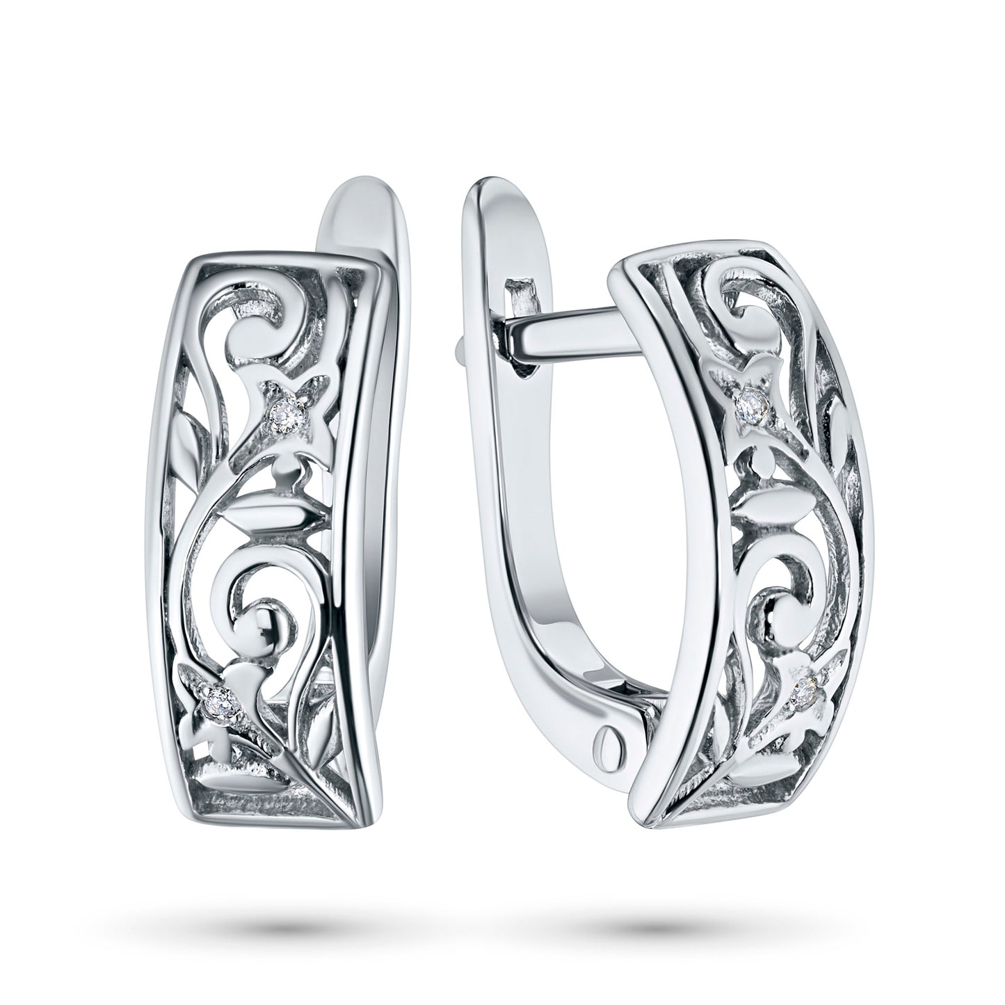 Sterling Silver Earrings with Lab-Created Diamonds 0.010 CT.TW