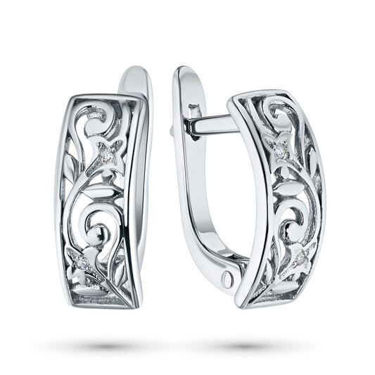 Sterling Silver Earrings with Lab-Created Diamonds 0.010 CT.TW