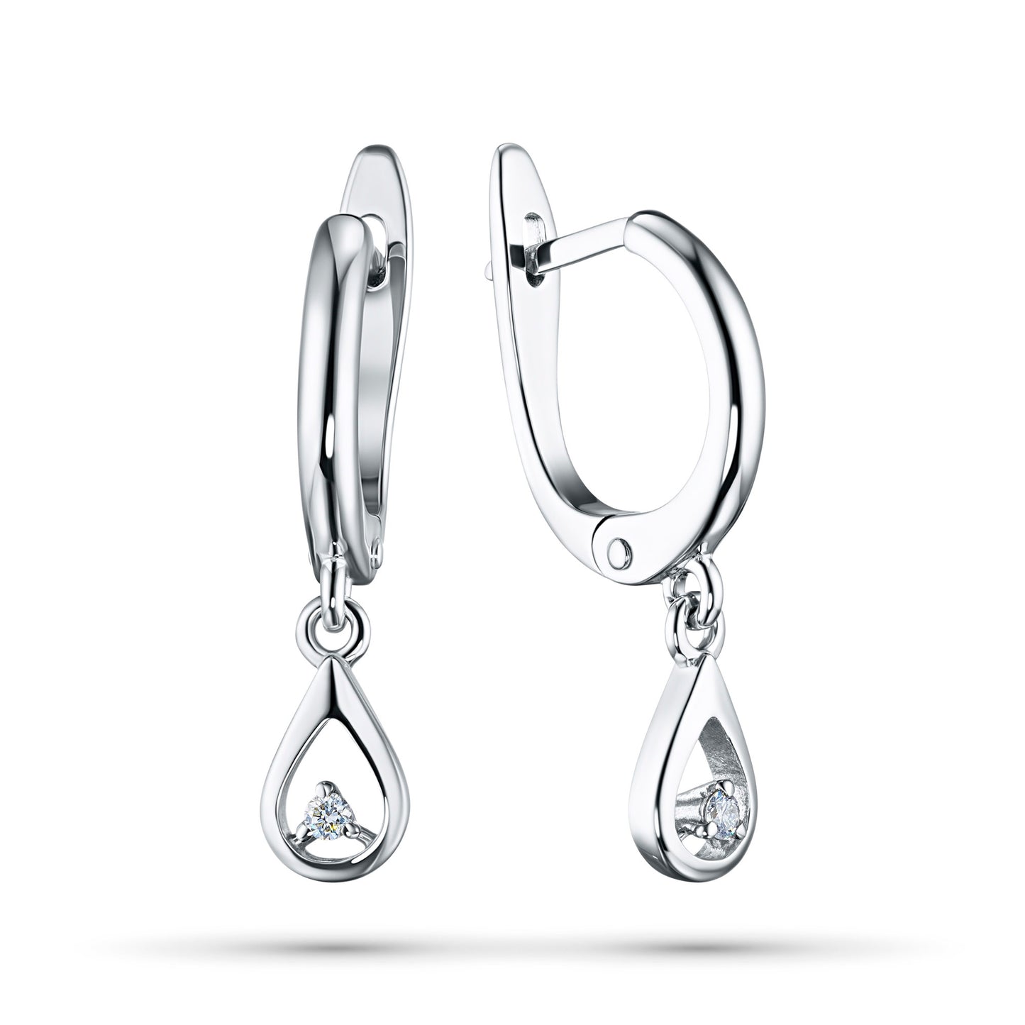 Sterling Silver Earrings with Natural Diamonds 0.040 CT.TW
