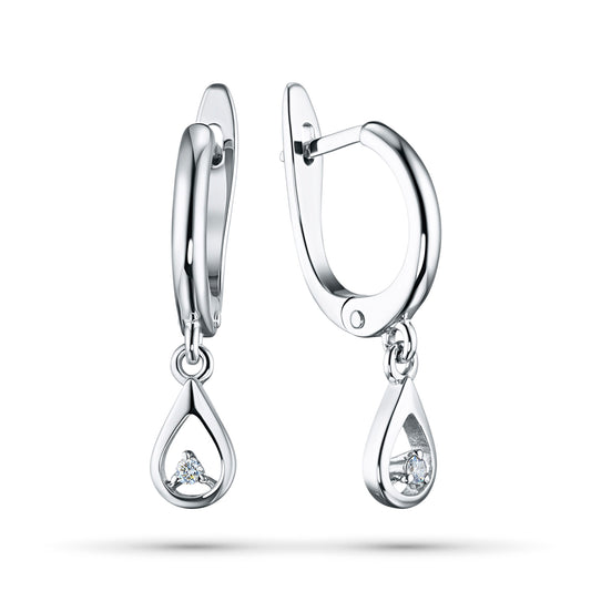 Sterling Silver Earrings with Natural Diamonds 0.040 CT.TW