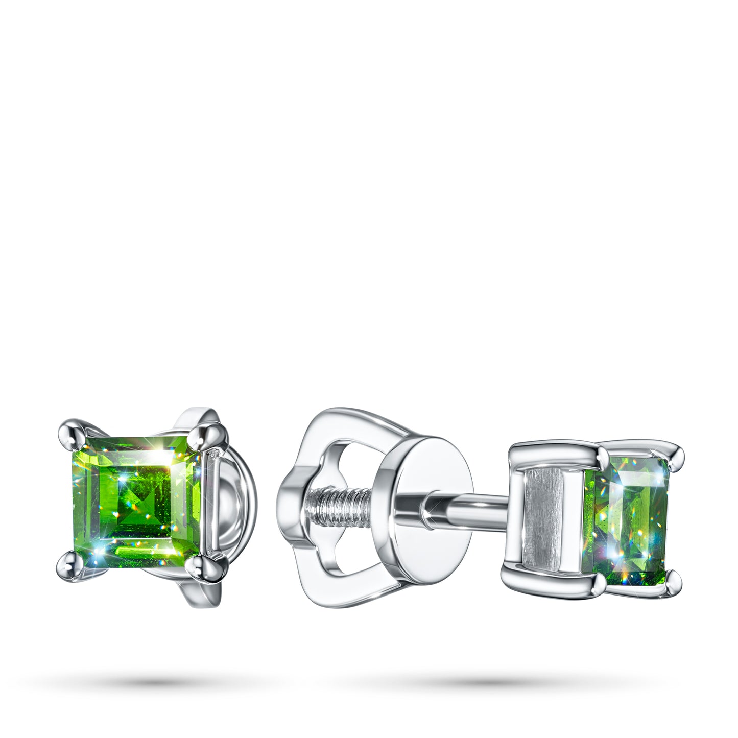 Sterling Silver Earring Studs with Chrome diopside 0.690 CT.TW