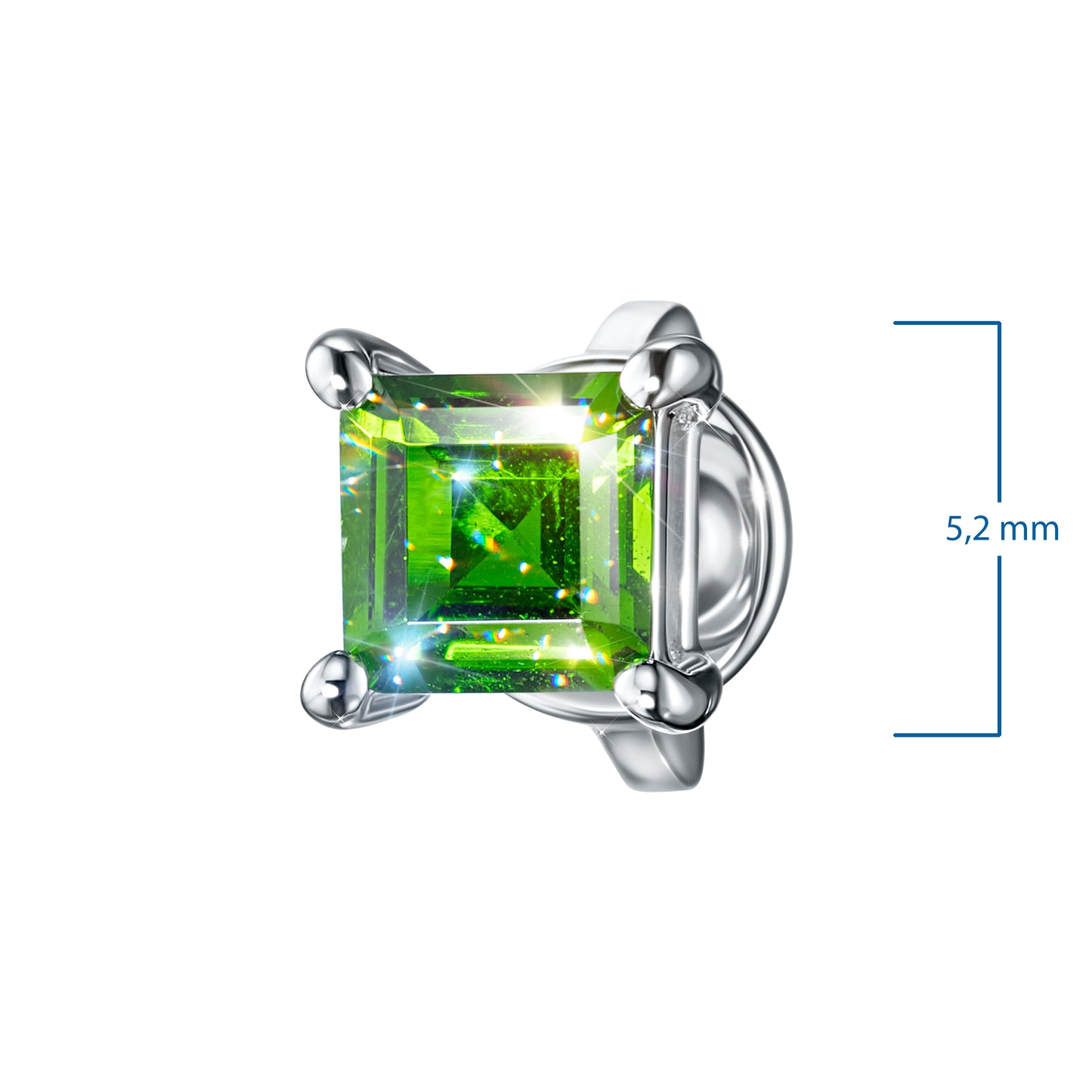 Sterling Silver Earring Studs with Chrome diopside 0.690 CT.TW