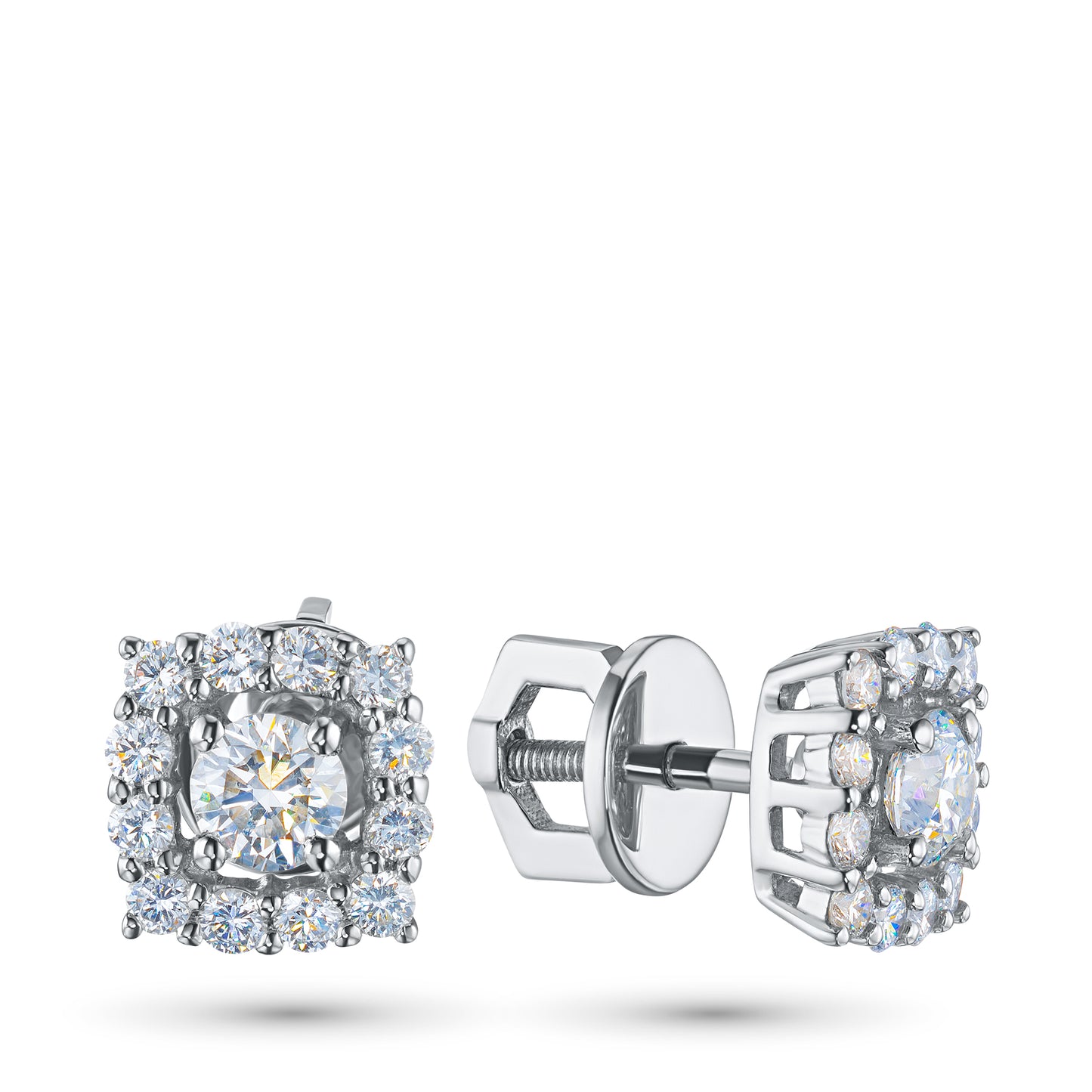 Sterling Silver Earring Studs with Lab-Created Diamonds 0.920 CT.TW