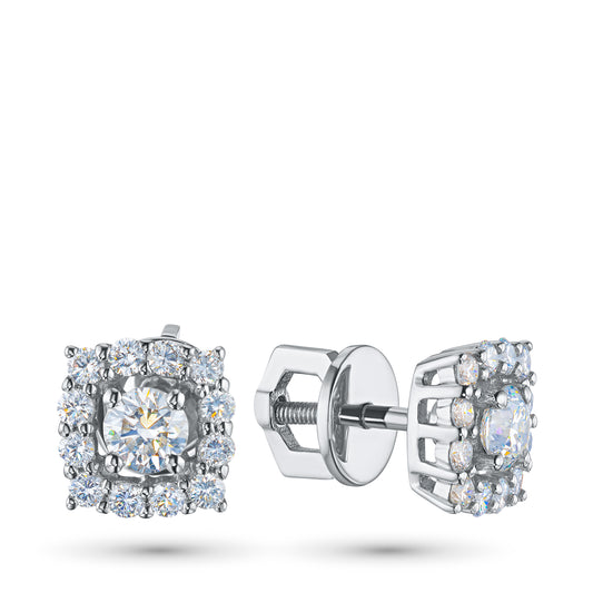 Sterling Silver Earring Studs with Lab-Created Diamonds 0.920 CT.TW