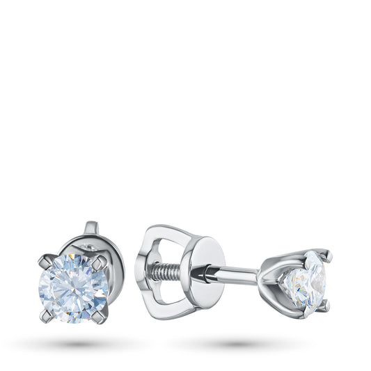 Sterling Silver Earring Studs with Lab-Created Diamonds 0.090 CT.TW