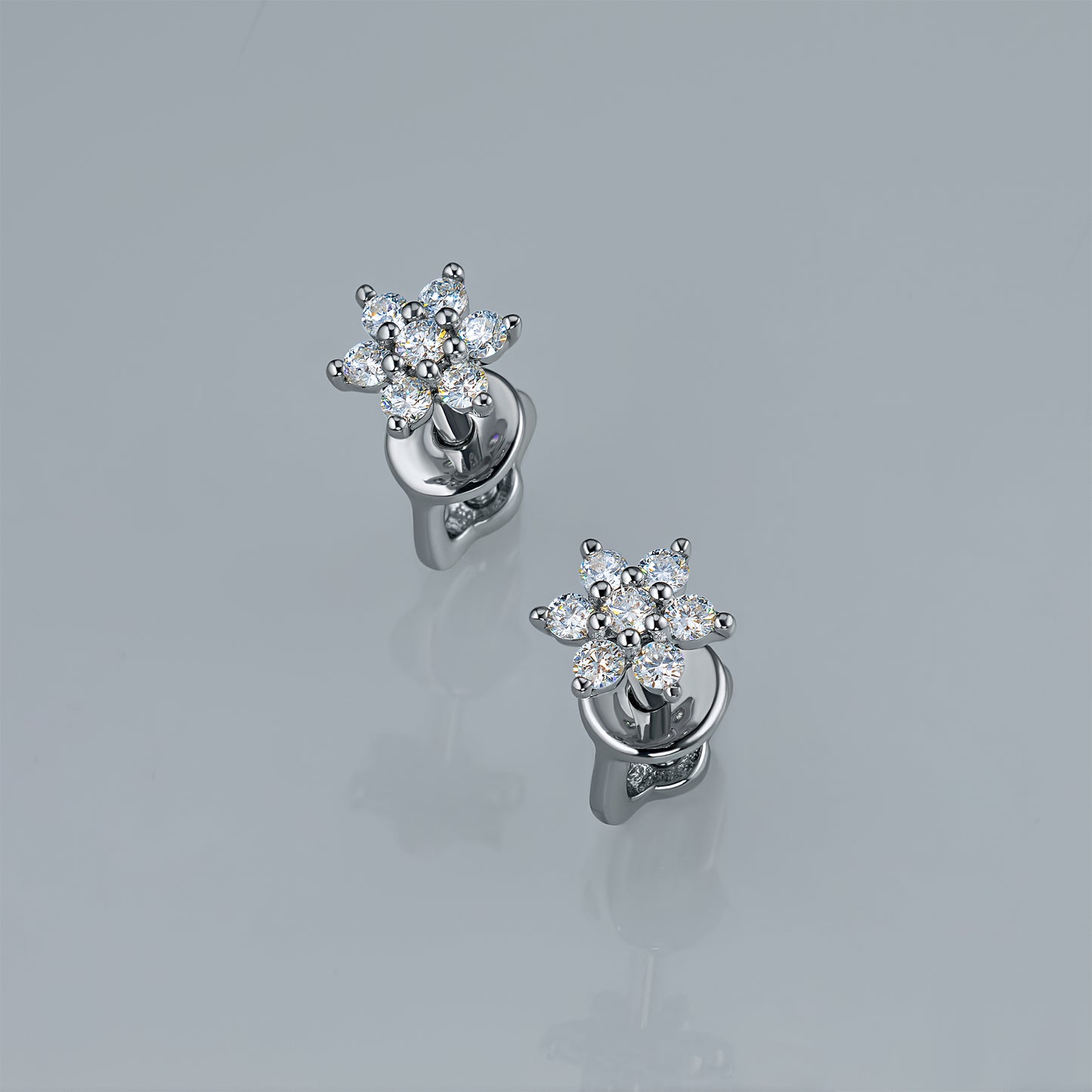 Sterling Silver Earring Studs with Lab-Created Diamonds 0.180 CT.TW