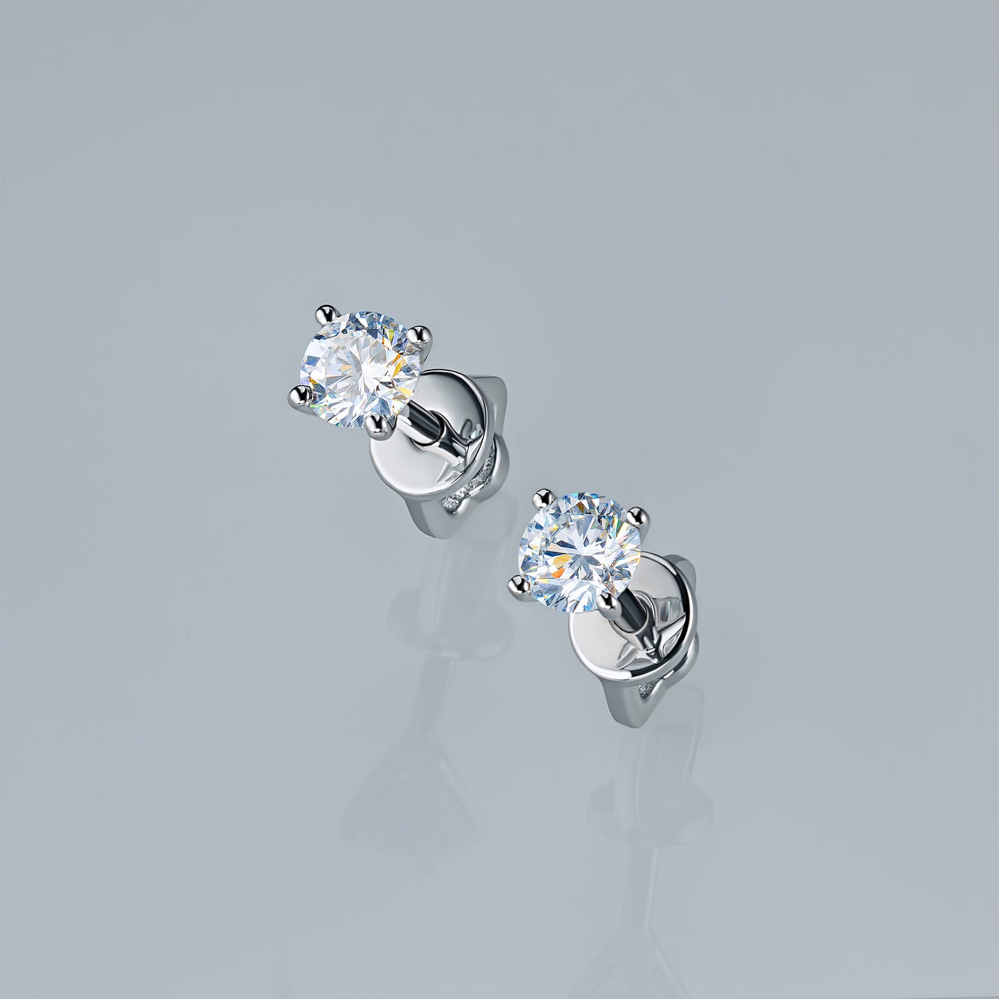 Sterling Silver Earring Studs with Lab-Created Diamonds 0.550 CT.TW