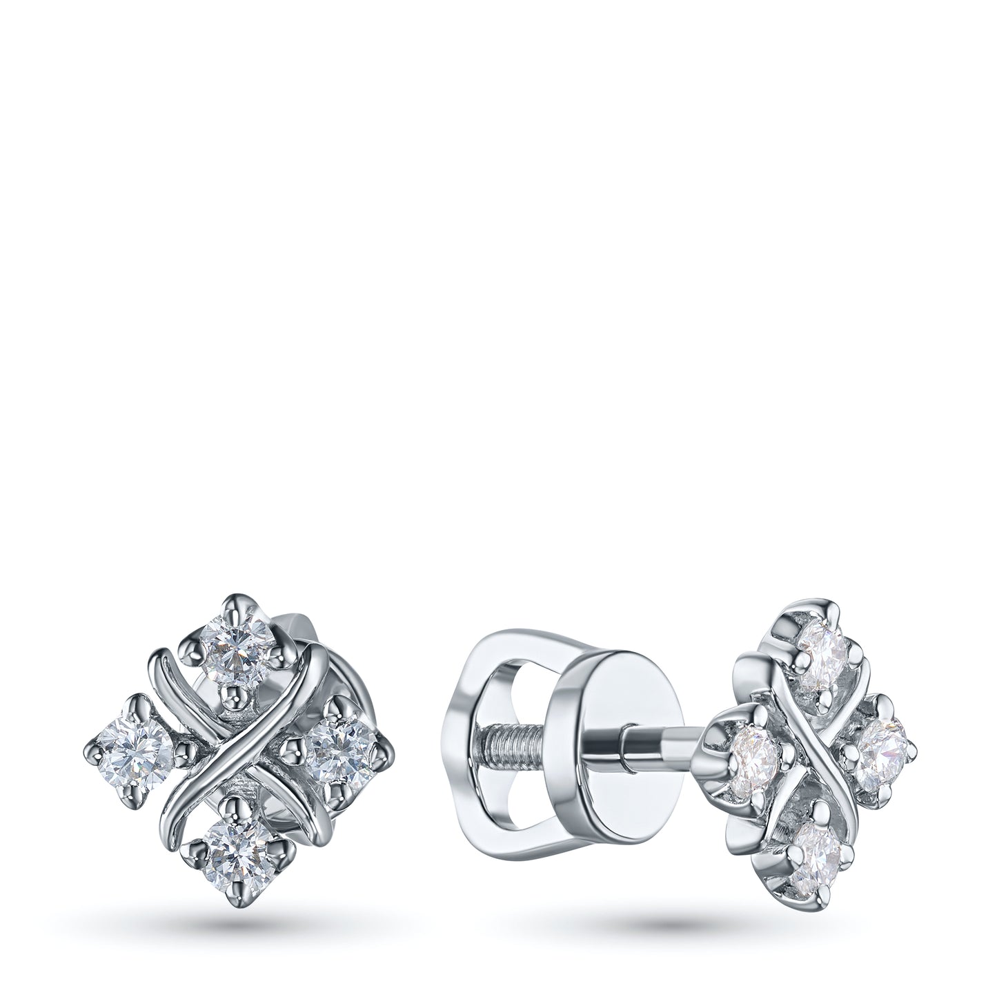 Sterling Silver Earring Studs with Lab-Created Diamonds 2.470 CT.TW