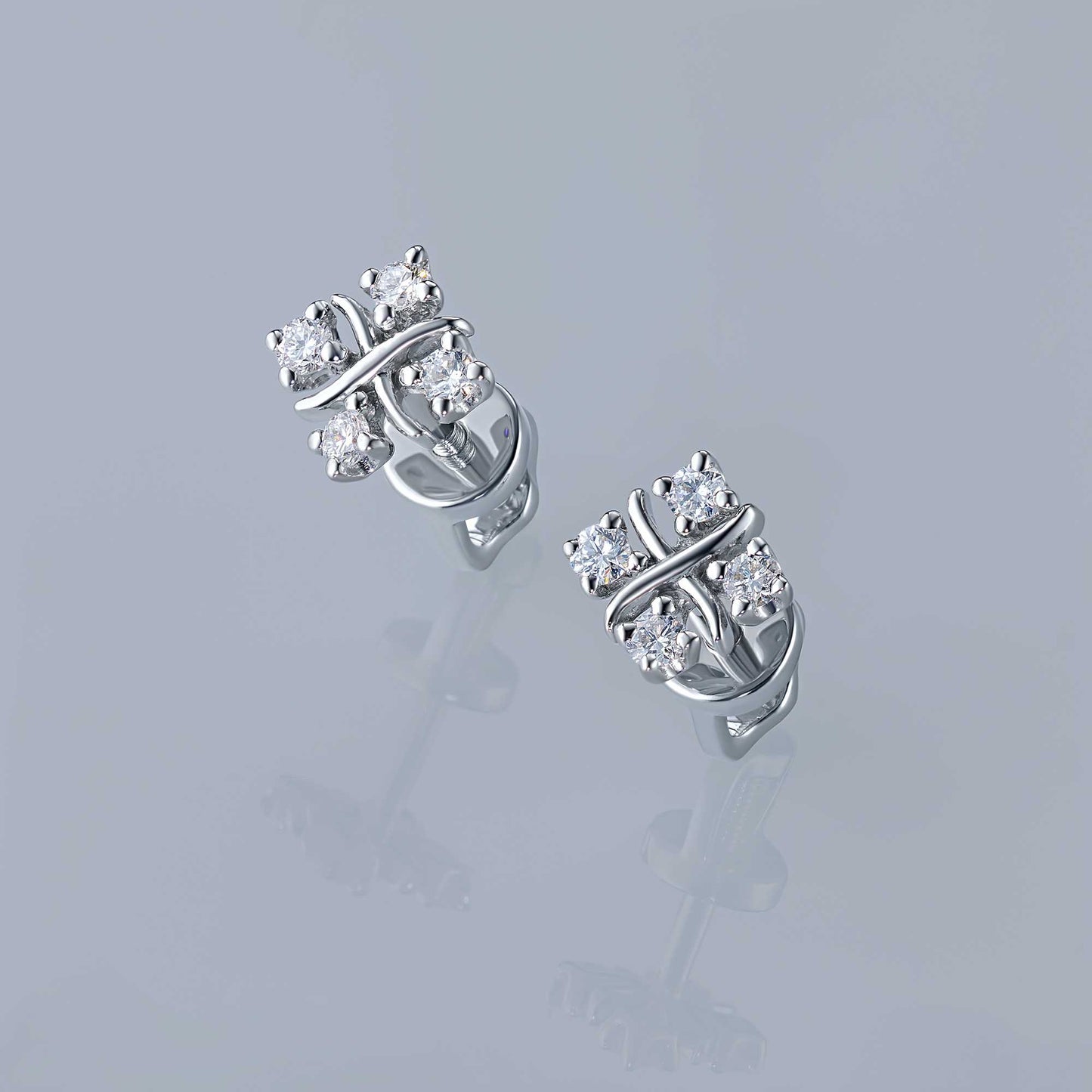 Sterling Silver Earring Studs with Lab-Created Diamonds 2.470 CT.TW