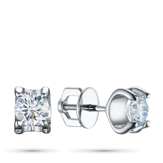 Sterling Silver Earring Studs with Lab-Created Diamonds 1.100 CT.TW
