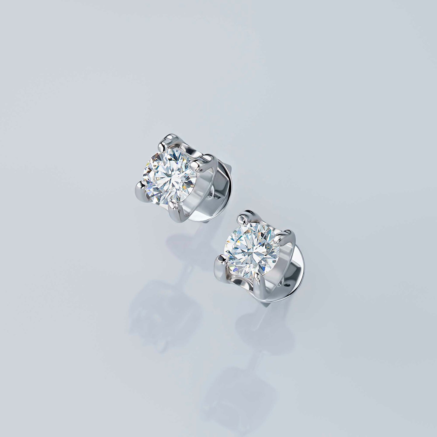 Sterling Silver Earring Studs with Lab-Created Diamonds 0.660 CT.TW