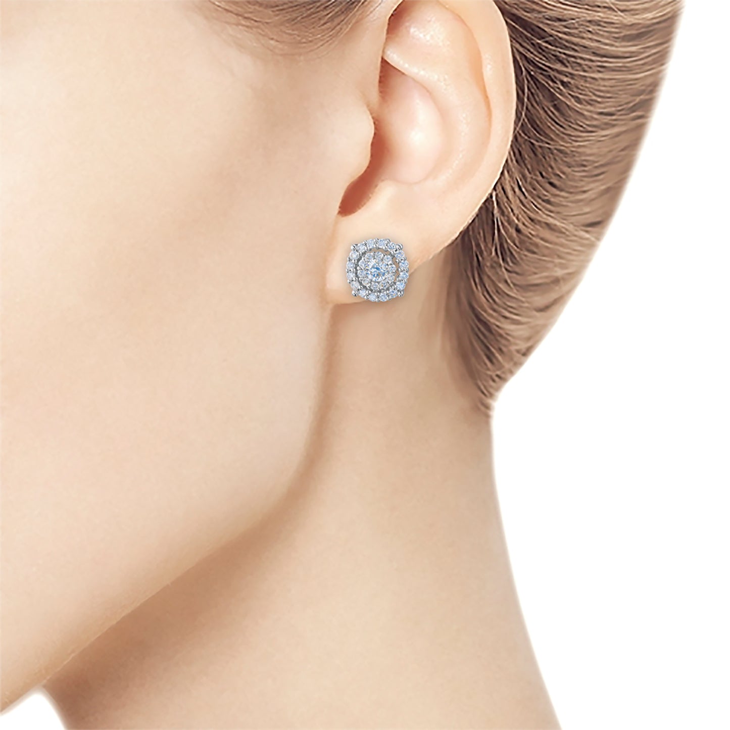 Sterling Silver Earring Studs with Lab-Created Diamonds 0.810 CT.TW