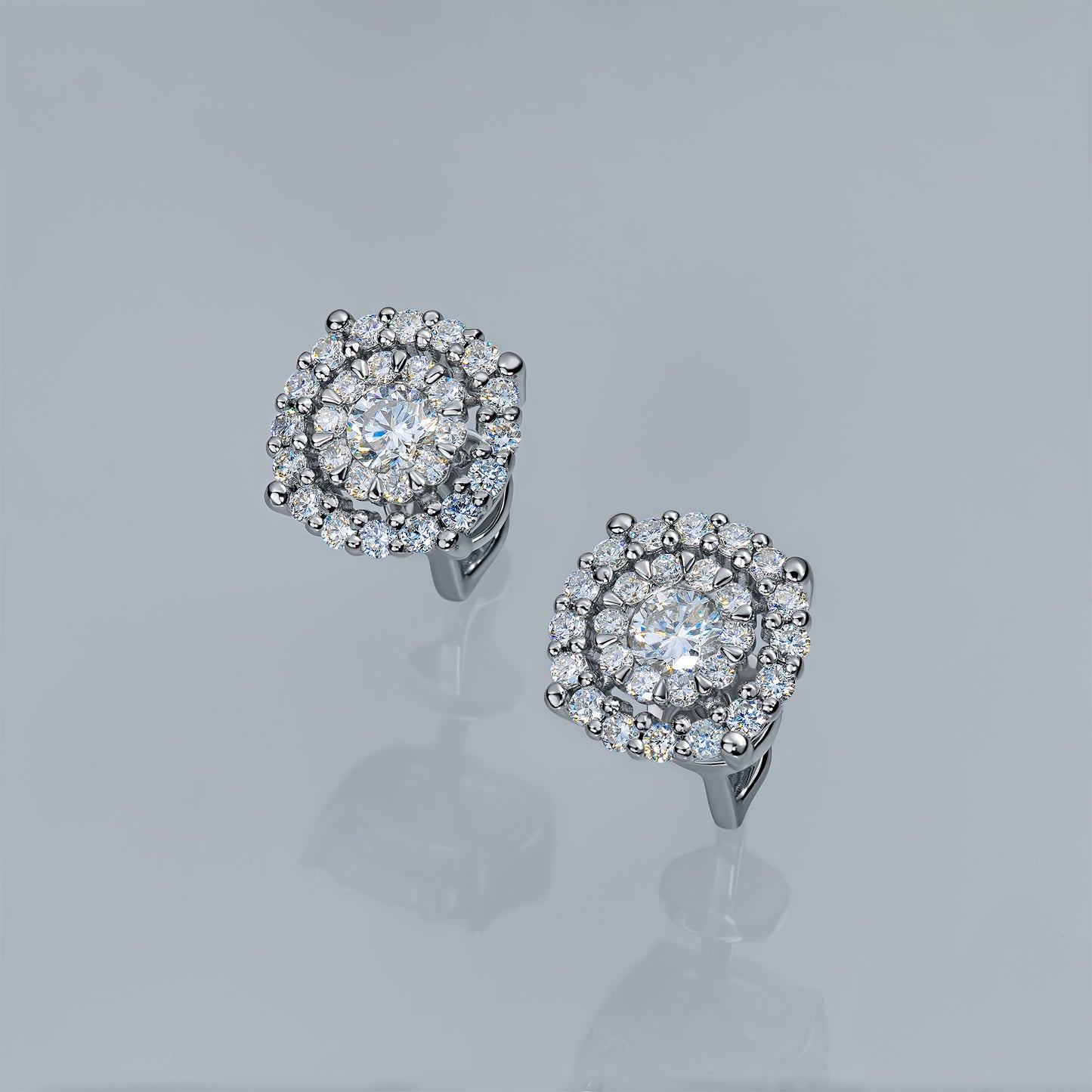 Sterling Silver Earring Studs with Lab-Created Diamonds 14.750 CT.TW