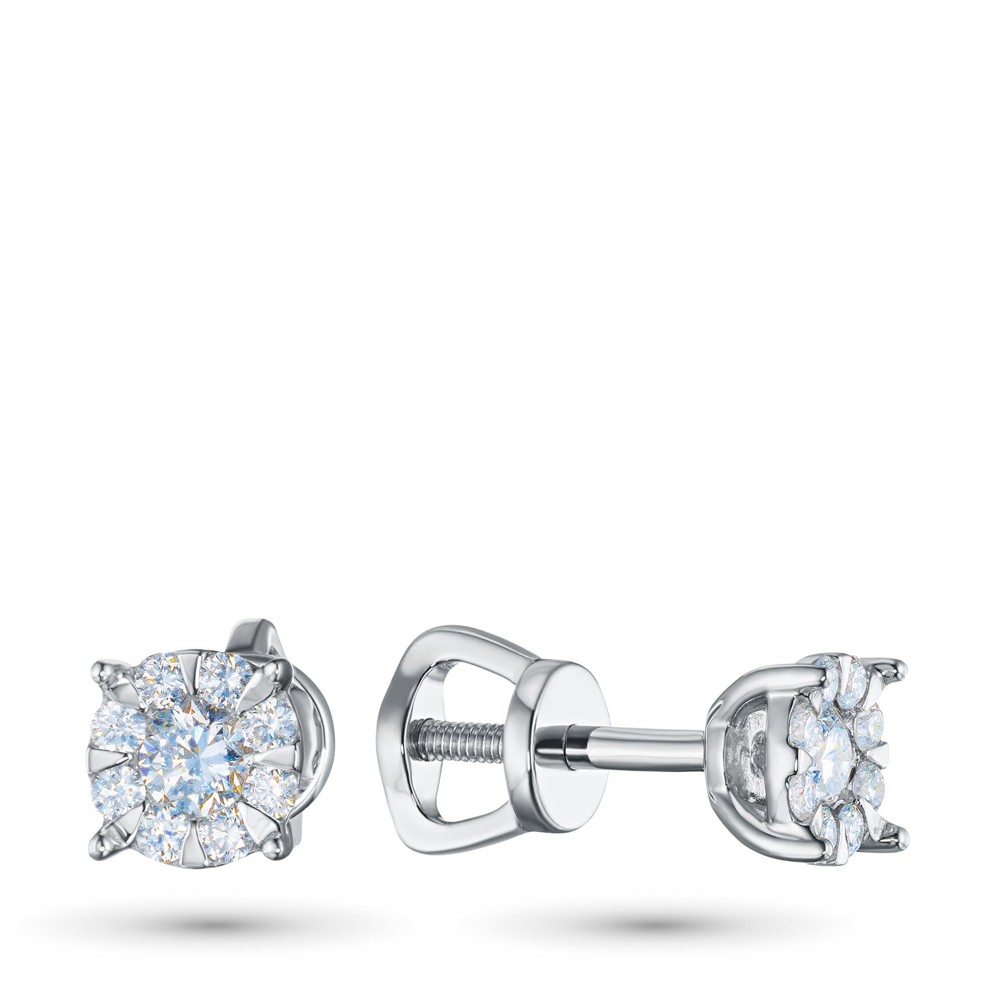 Sterling Silver Earring Studs with Lab-Created Diamonds 3.840 CT.TW