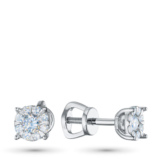 Sterling Silver Earring Studs with Lab-Created Diamonds 3.840 CT.TW