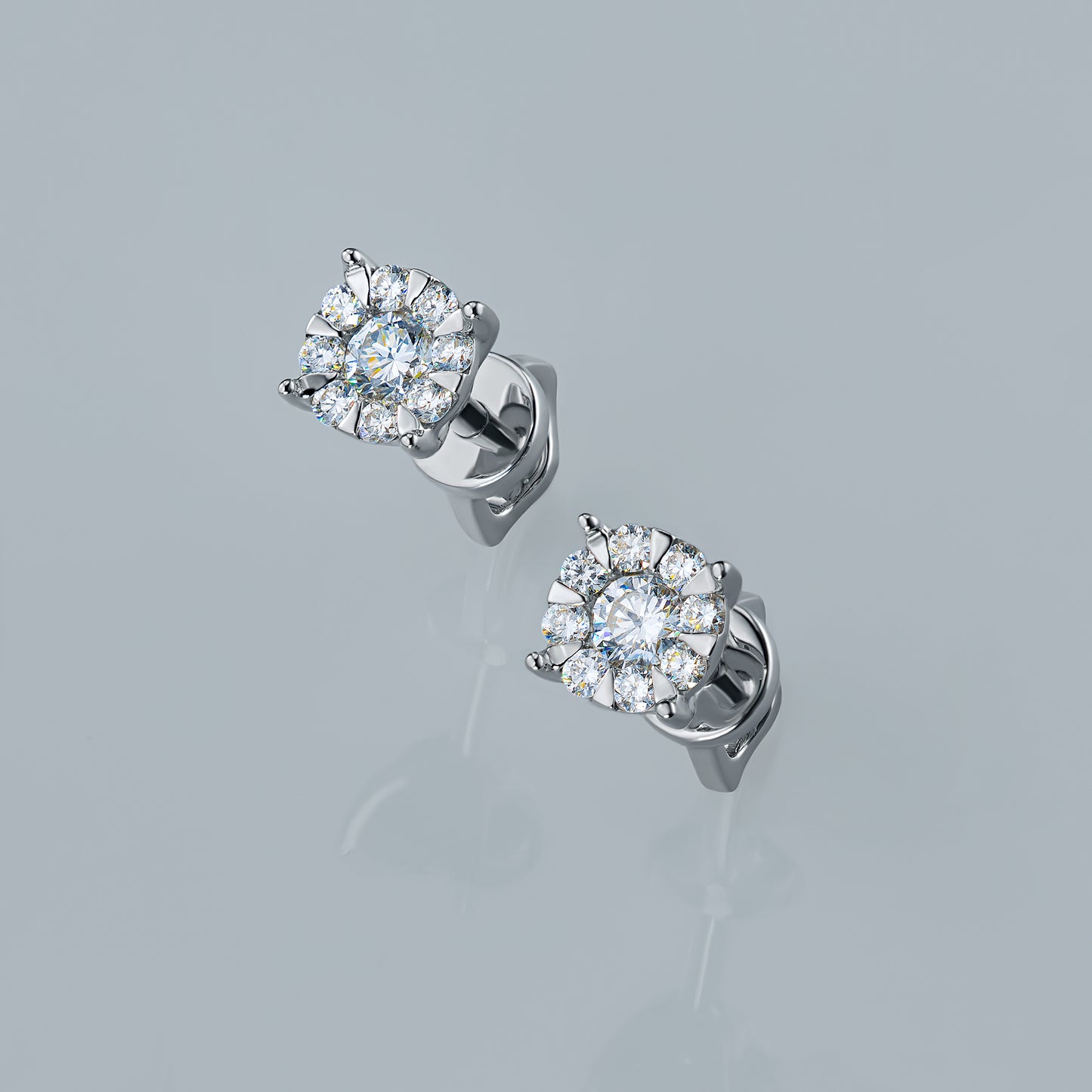 Sterling Silver Earring Studs with Lab-Created Diamonds 3.840 CT.TW