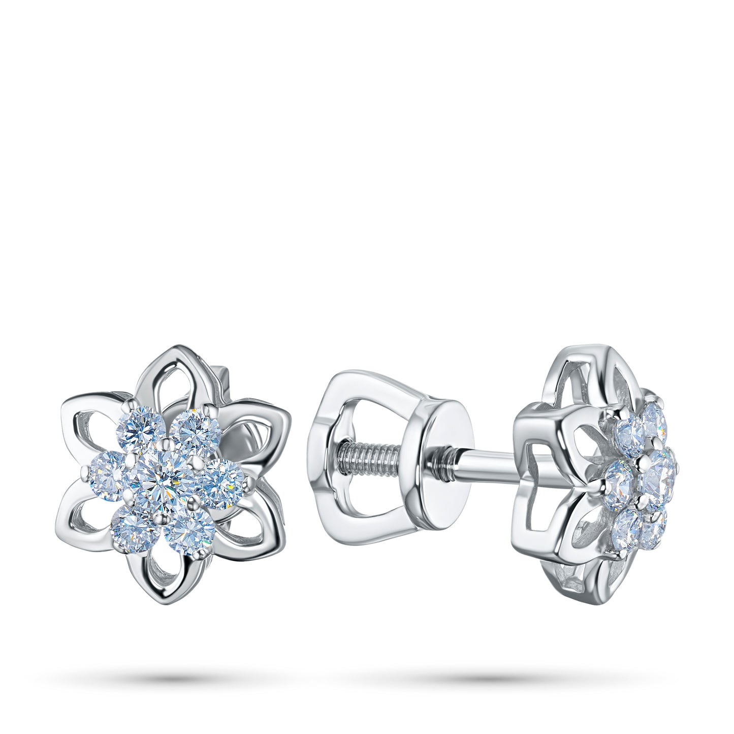 Sterling Silver Earring Studs with Lab-Created Diamonds 0.320 CT.TW