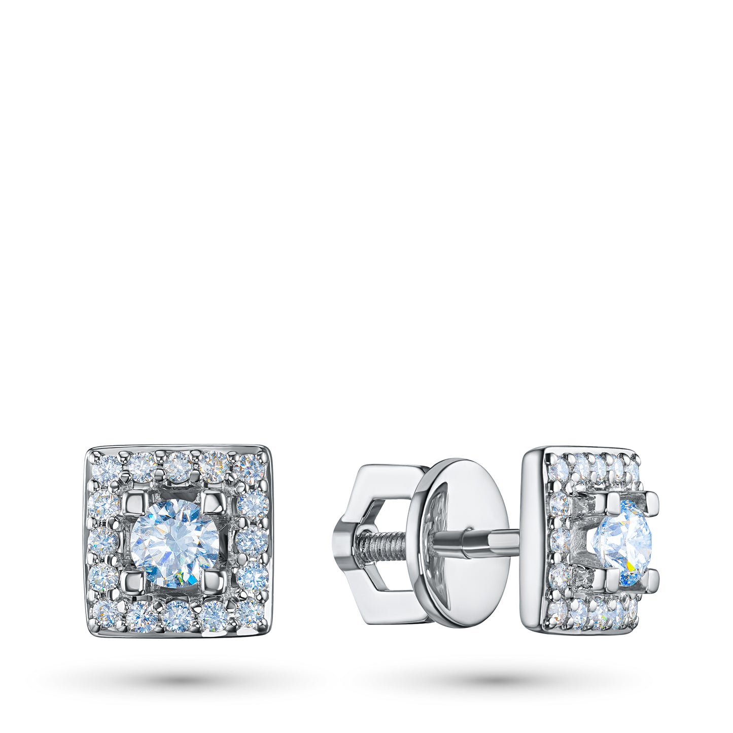 Sterling Silver Earring Studs with Lab-Created Diamonds 0.750 CT.TW