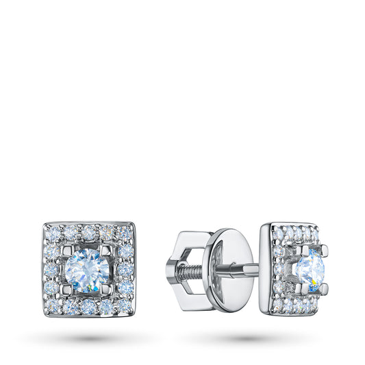 Sterling Silver Earring Studs with Lab-Created Diamonds 0.750 CT.TW