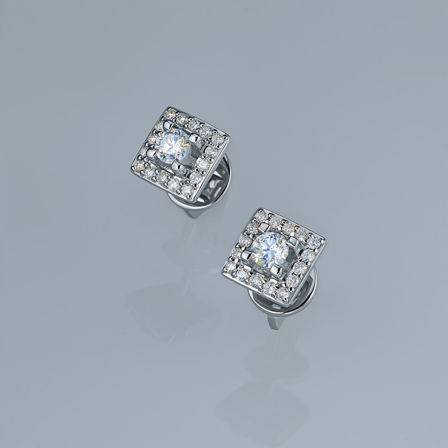 Sterling Silver Earring Studs with Lab-Created Diamonds 0.750 CT.TW
