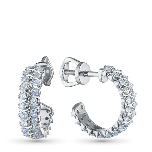 Sterling Silver Earring Studs with Lab-Created Diamonds 0.370 CT.TW