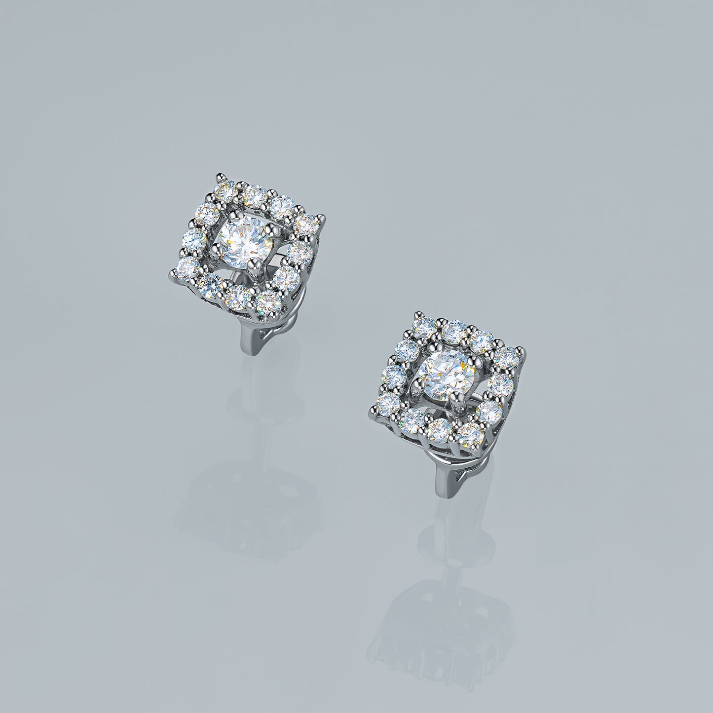 Sterling Silver Earring Studs with Lab-Created Diamonds 0.530 CT.TW