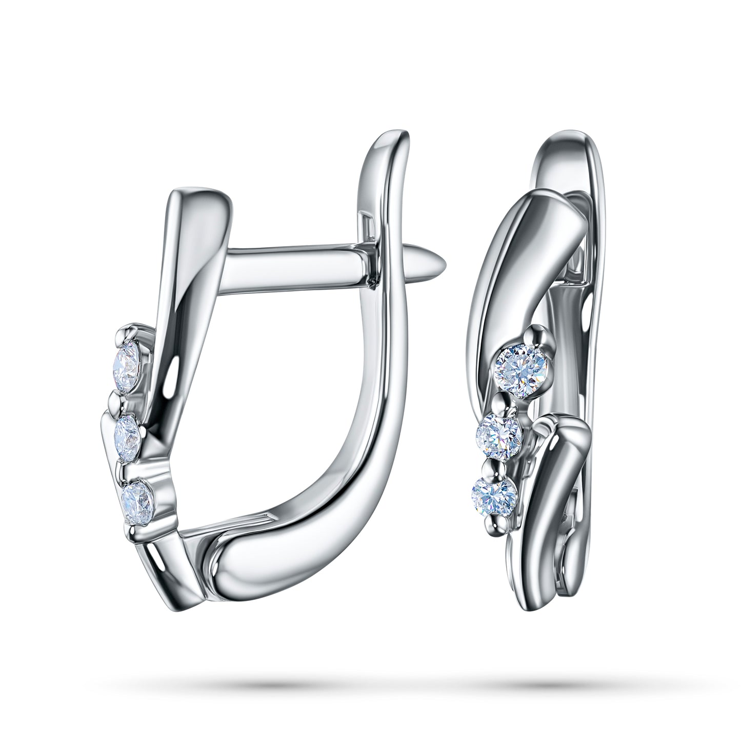 Sterling Silver Earrings with Lab-Created Diamonds 0.080 CT.TW