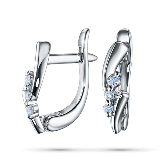 Sterling Silver Earrings with Lab-Created Diamonds 0.080 CT.TW