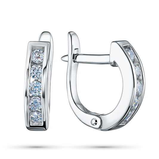 Sterling Silver Earrings with Lab-Created Diamonds 0.600 CT.TW