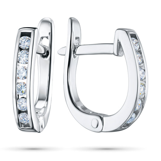 Sterling Silver Earrings with Lab-Created Diamonds 0.230 CT.TW